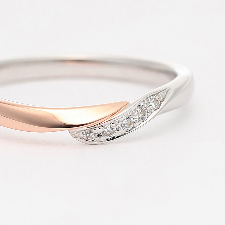 Tis ブライダル 【受注生産】【Sweet knot　(スウィートノット）】プラチナ/K18ピンクゴールド ダイヤモンド マリッジリング （レディース） ピンクゴールド