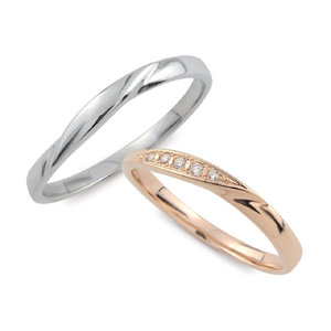 K10 ウェーブ ダイヤモンド ペアリング