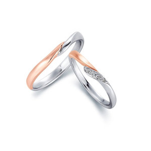 【Tis】【Sweet knot　(スウィートノット）】プラチナ/K18ピンクゴールド ウェーブライン マリッジリング