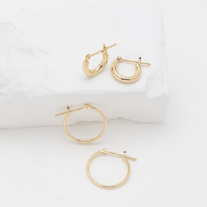 Ear Jewelry】K18 ピンクゴールド フープ ピアス（15mm）（0202