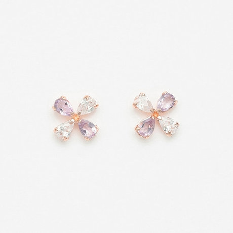 K10 ピンクゴールド アメジスト フラワー ピアス