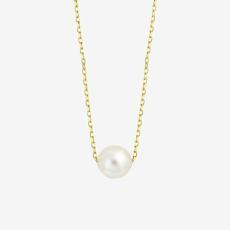 シルバー イエローゴールドメッキ あこや真珠 ネックレス