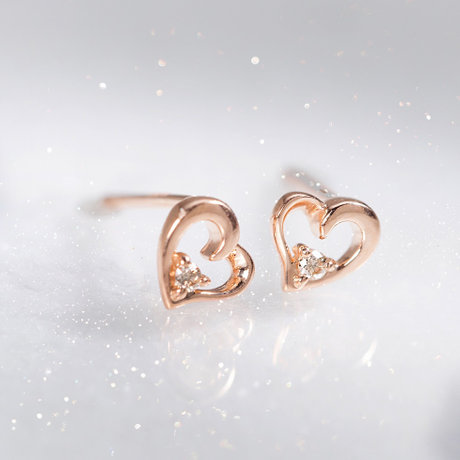 K10ピンクゴールド ハートピアス