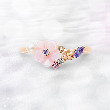 K10ピンクゴールド クリスマスローズリング